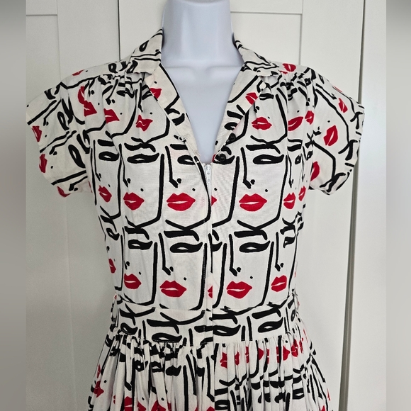 EUC Rare Bernie Dexter Joni Dress in Faces Art Print - Picture 4 of 10